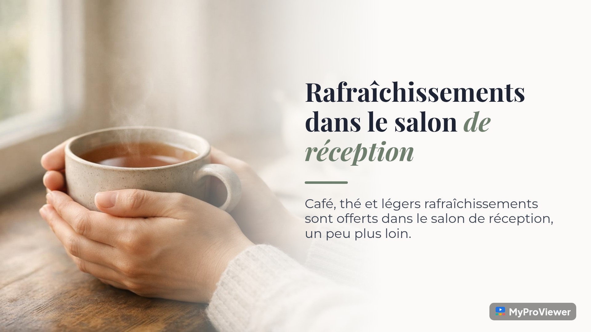 Rafraîchissements dans le salon de réception