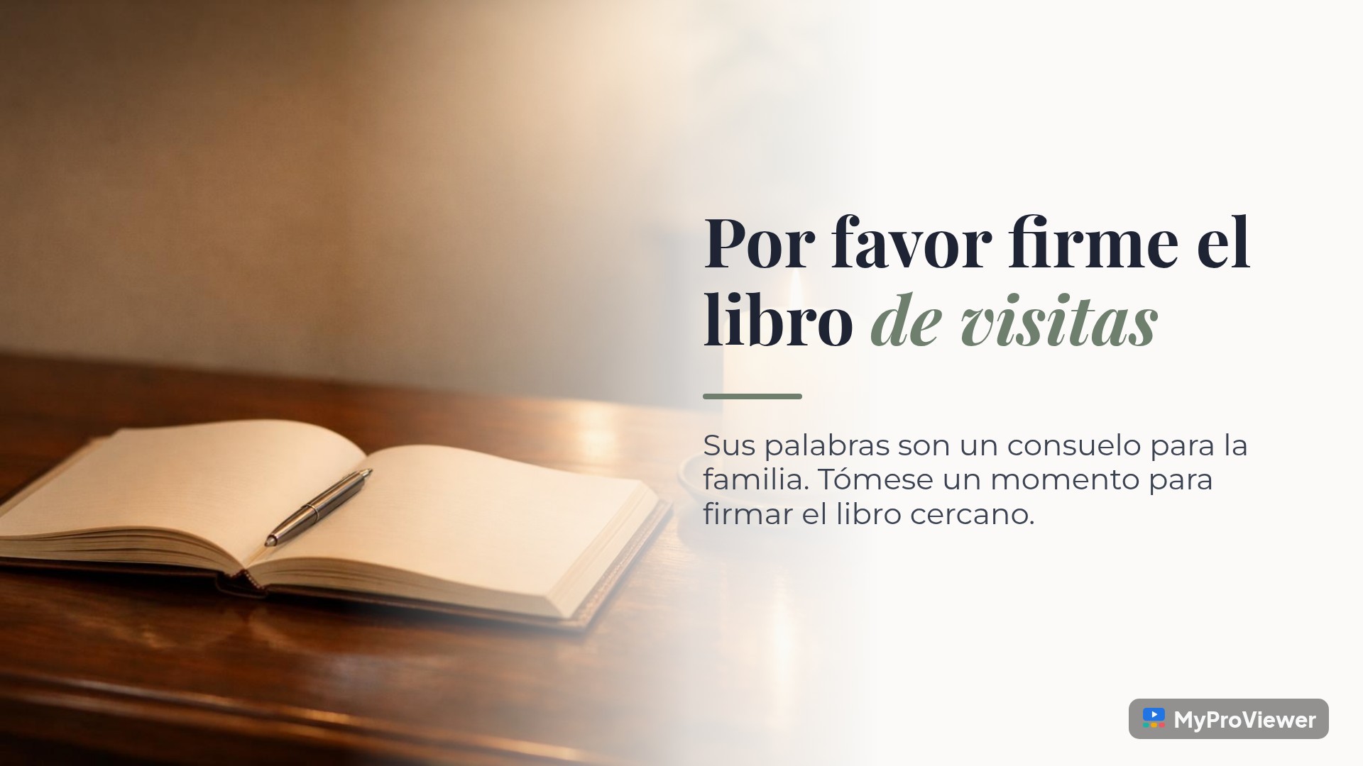 Por favor firme el libro de visitas