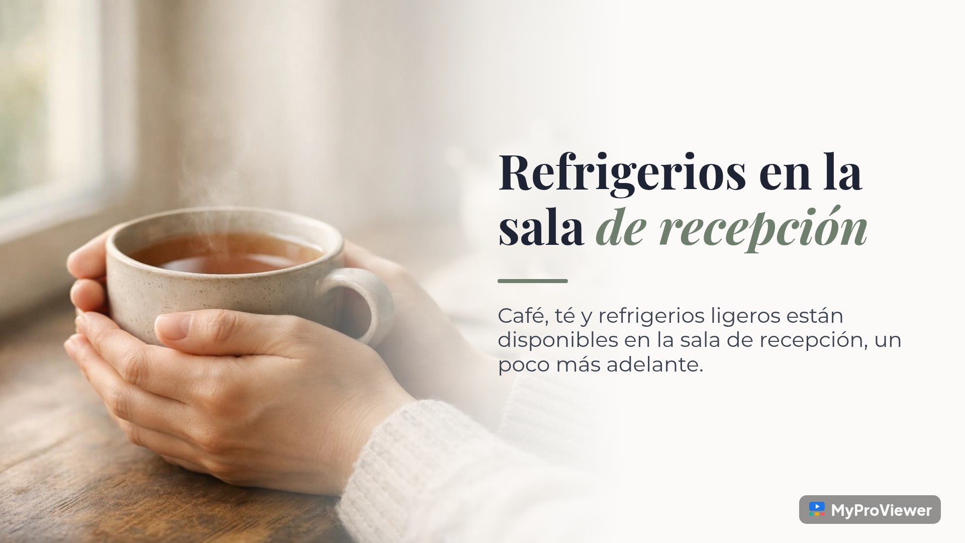 Refrigerios en la sala de recepción